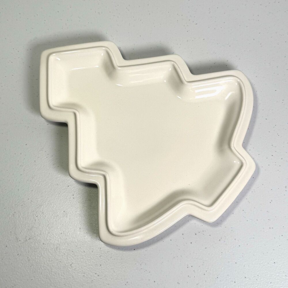 Pfaltzgraff Heritage All White Tree Plate Holiday Ceramic Christmas Serving Dish - Picture 3 of 7